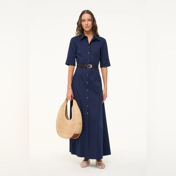 Staud Joan Maxi Dress in Navy 8 - Picture 8 of 8